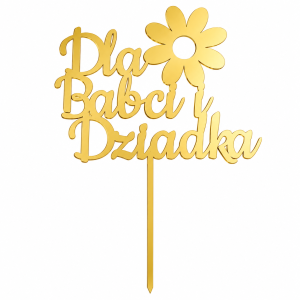 topper dla babci i dziadka złote lustro plexi dekoracja