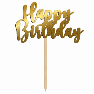 topper urodzinowy happy birthday złote lustro