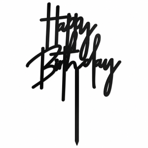 topper urodzinowy happy birthday czarne lustro plexi