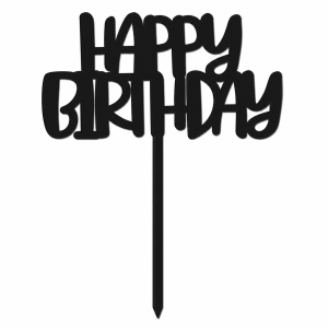 topper urodzinowy happy birthday czarne lustro plexi