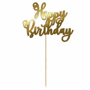topper urodzinowy happy birthday złoty bristol