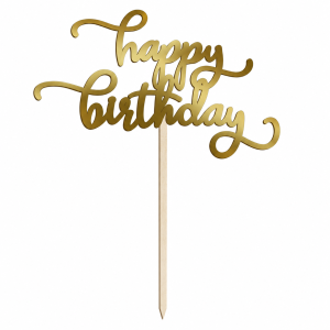 topper urodzinowy happy birthday złoty bristol