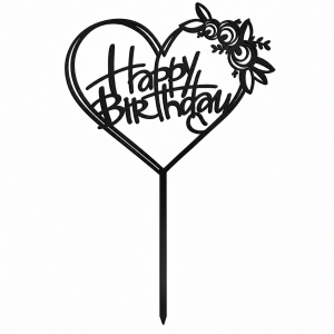 topper urodzinowy happy birthday drewniany serce