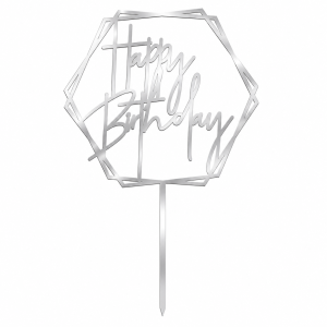 topper urodzinowy napis happy birthday złoty bristol heksagon