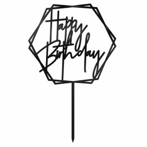 topper urodzinowy napis happy birthday złoty bristol heksagon