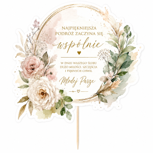 topper dekoracja na Ślub Życzenia wesele premium boho watercolour