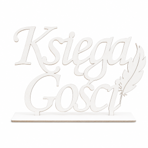 księga gości biały drewniany napis na stół wesele Ślub