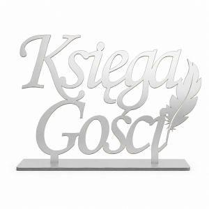 księga gości srebrny drewniany napis na stół wesele Ślub