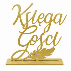 księga gości złoty drewniany napis na stół wesele Ślub