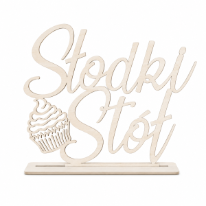 słodki stół drewniany napis na stół wesele Ślub