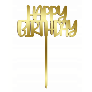 topper urodzinowy happy birthday złoty bristol