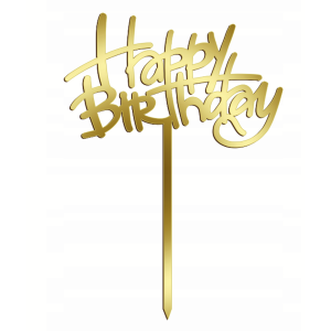 topper urodzinowy happy birthday złote lustro plexi