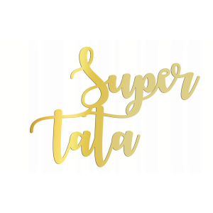 napis super tata złoty emblemat dekoracja prezent dzień ojca