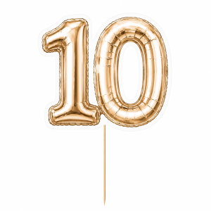 topper dekoracyjny cyfra 10 – złoty balon ok. 23 cm